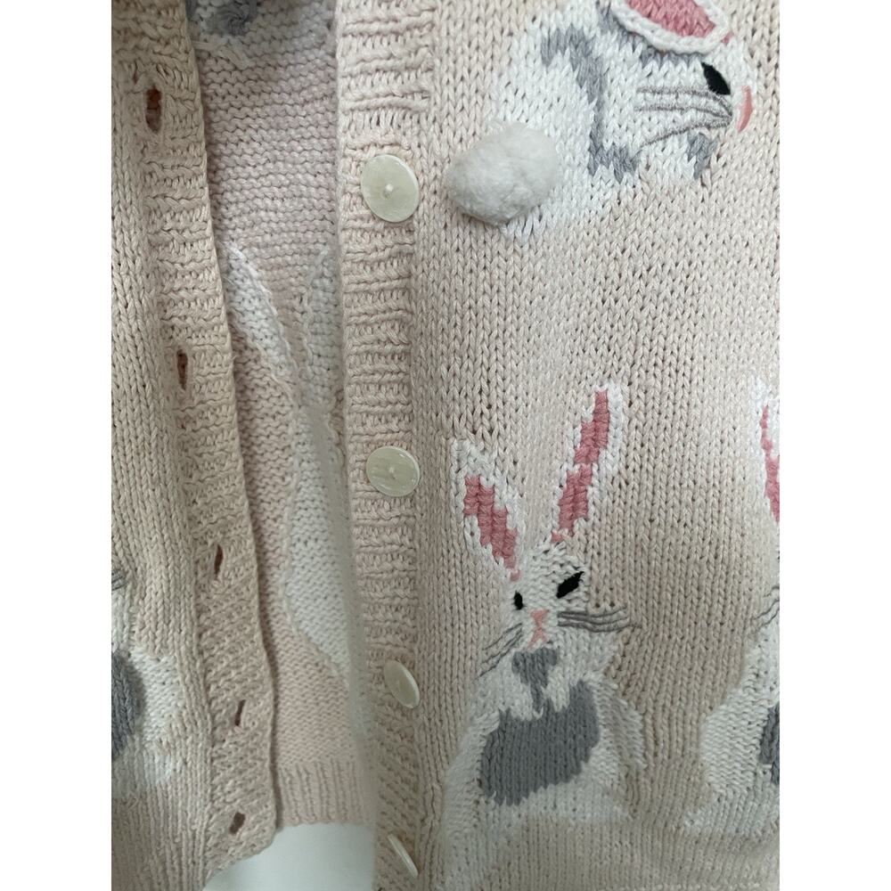 Vtg Marisa Christina Classics Hand Knitted Easter Sweater Medium Bunnies Rabbit - Picture 3 of 8